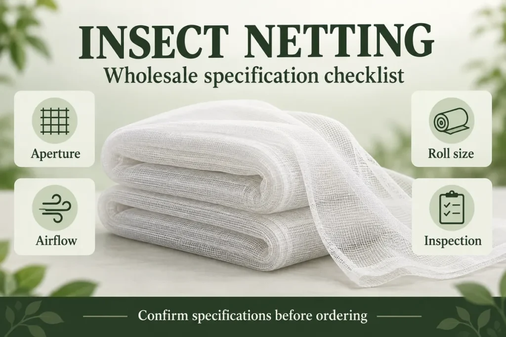AI-generated insect netting wholesale checklist: aperture, airflow, roll size and inspection